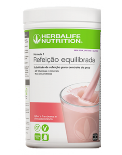 Batido Fórmula1 Herbalife F1 Framboesa e Chocolate Branco (Sem Soja, Lactose e Glúten) 