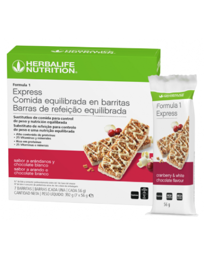 Barras Fórmula 1 Express - sabor a Arando e Chocolate Branco